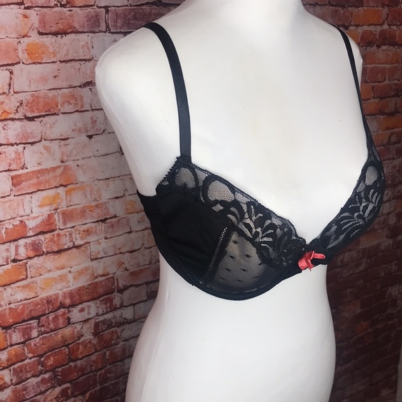 Black and Fuchsia by Secret Lace Black Push-up Bra - Picture 3 of 10